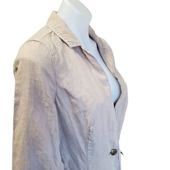 Anthropology Marrakech Beige Linen Chic Jacket Blazer 3/4 Sleeves Size Small - Picture 3 of 9